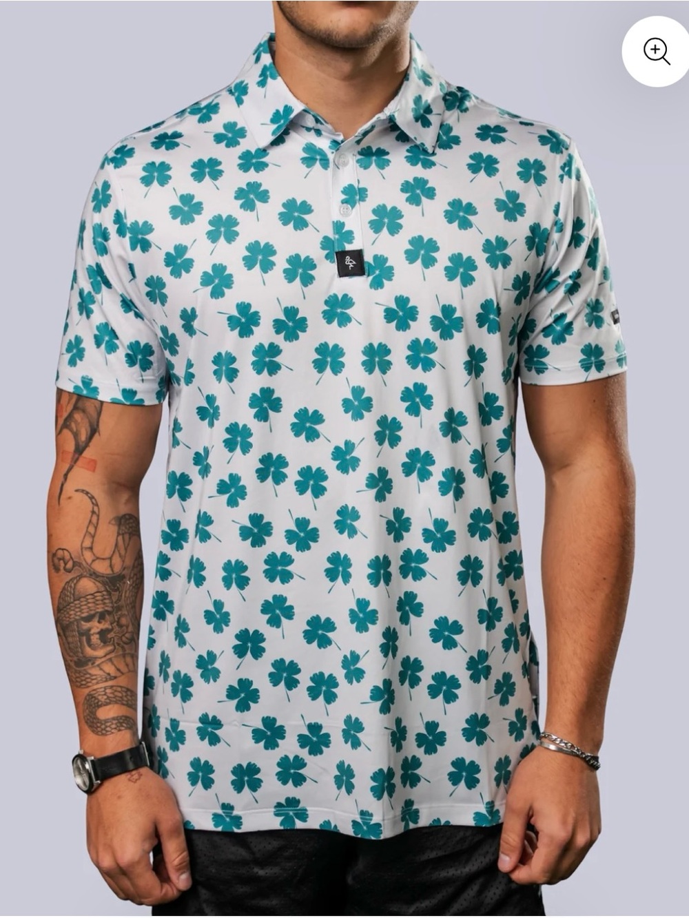 NWOT BYRDGANG Men's Golf Polo- Clovers